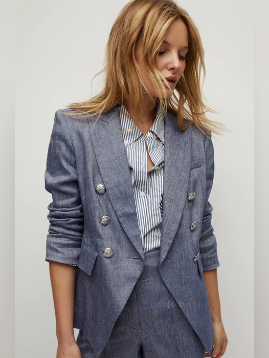 Veronica Beard Jackets & Blazers - Veronica Beard Miller Dickey Jacket Blazer Blue Melange Double Breasted Size 0